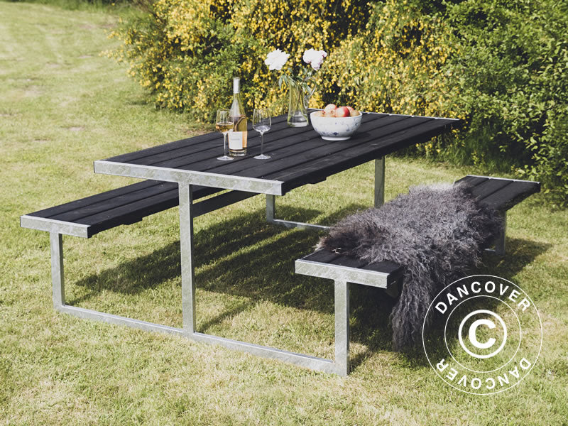 Wooden Table&Bench HORTUS 1,85x1,8m Black