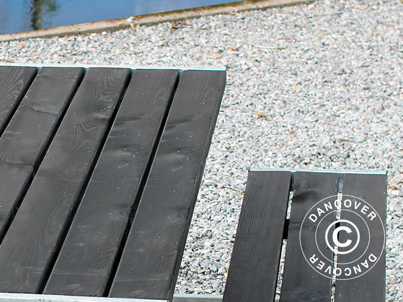 Tavolo da picnic, 1,85x1,8x0,72m, Nero