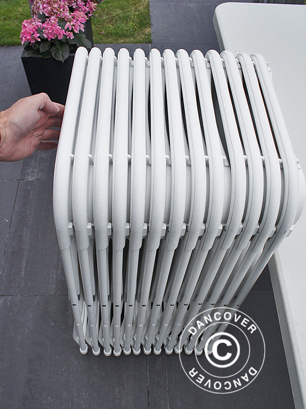 Parti forfait, 1 table pliante (240cm) + 8 chaises pliantes, Gris clair/Blanc