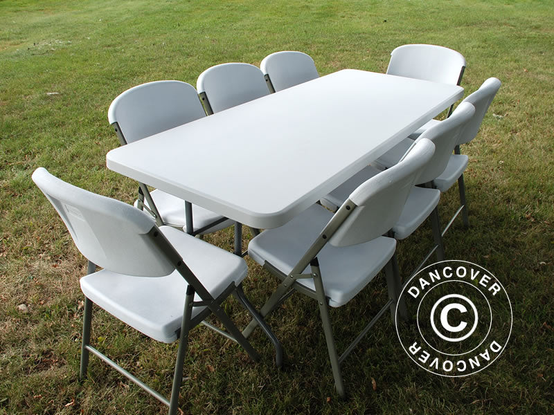 Folding Table Basic 180 + 8 Chairs 48x43