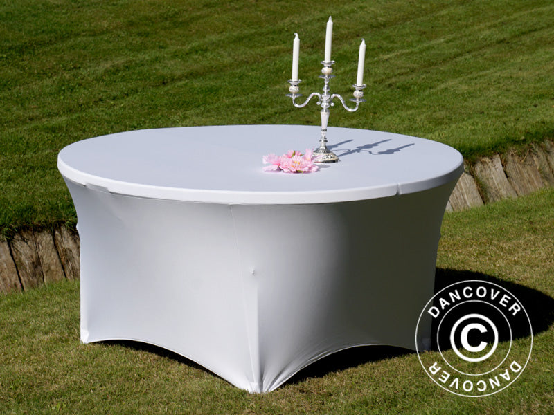 Housse de table stretch Ø152x74cm, Blanc