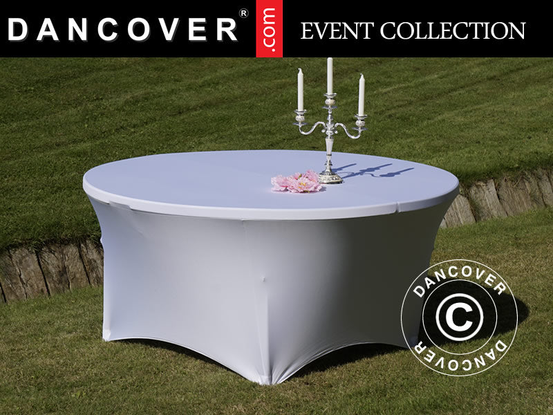 Housse de table stretch Ø152x74cm, Blanc