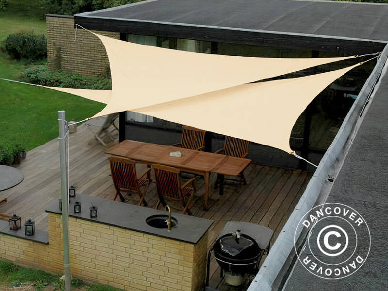 Voile d’ombrage 5x5x7m, Triangulaire, Sable