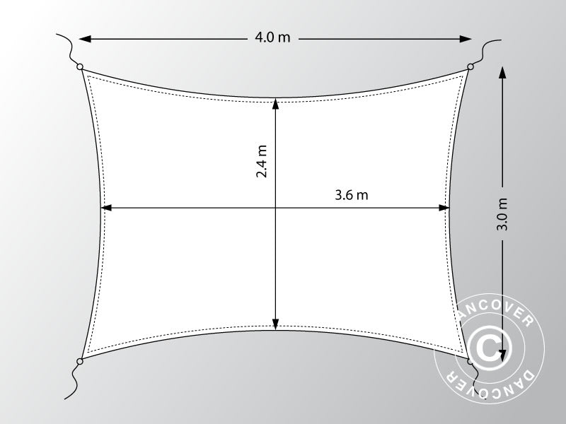 Voile d’ombrage 3x4m, Rectangulaire, Sable