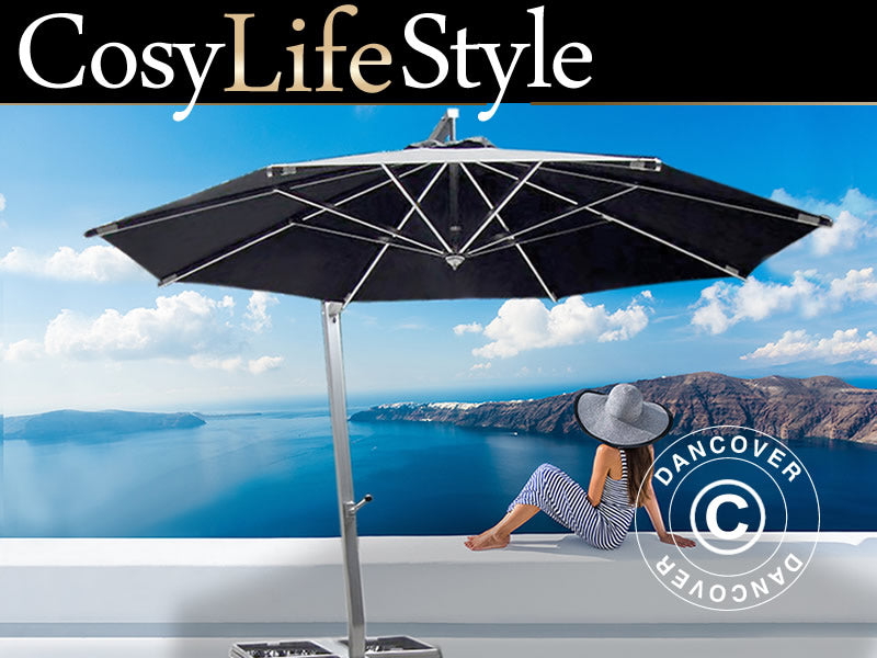 Parasol Bahamas Round Ø4m Black, Alu Pole