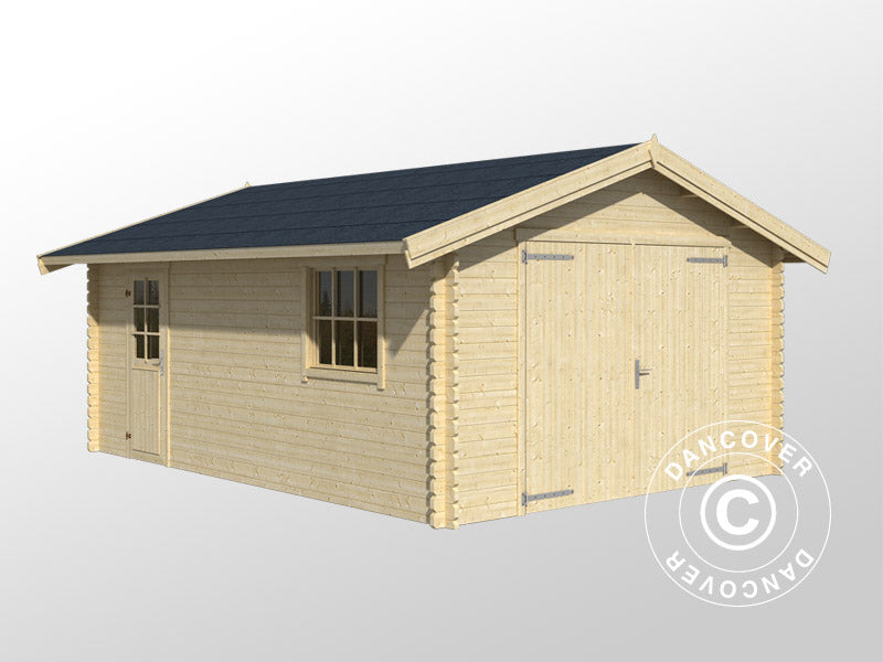 Garage in legno Rauma, 3,8x5,4x2,74m, 40mm, Naturale