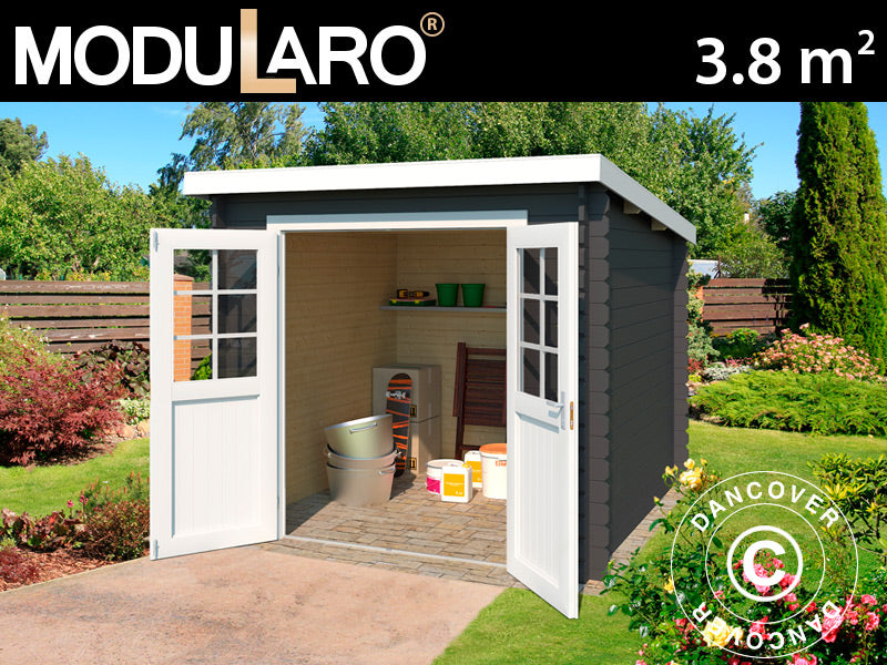 Holzschuppen Hagen 2,3x1,75x2,11m, 28mm, 3,8m², Dunkelgrau