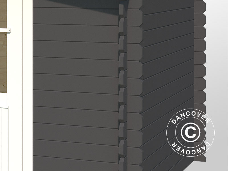Casetta da giardino in legno Oslo 2,92x2,3x2,22m, 28mm, 6,43m², Grigio Scuro