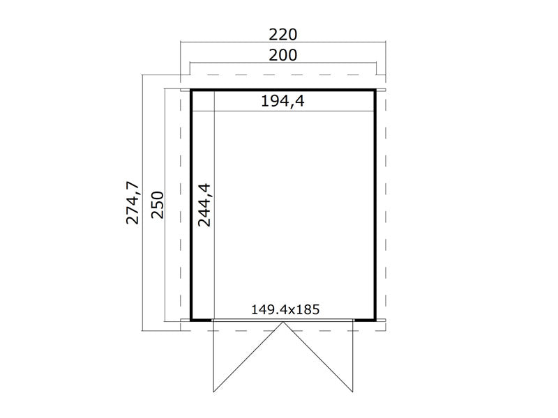 Abri en bois Torrent 2x2,5x2,11m, 28mm, 4,75m², Gris clair