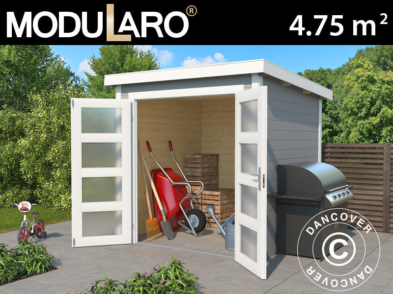 Holzschuppen Torrent 2x2,5x2,11m, 28mm, 4,75m², Hellgrau