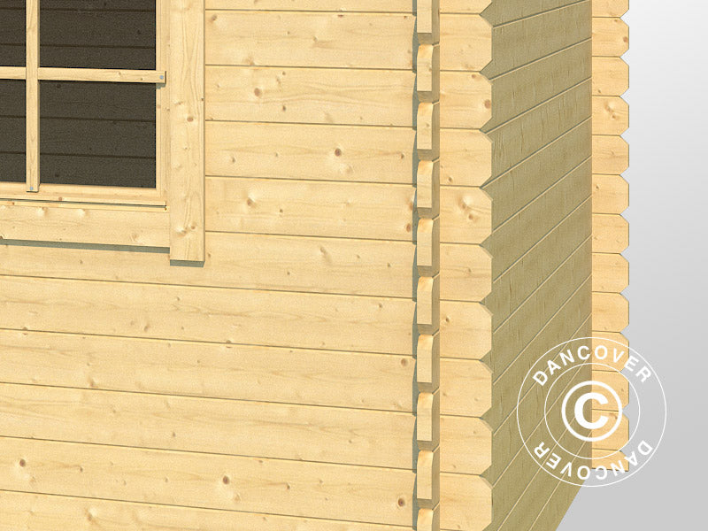 Abri en bois Asker 3,8x2,3x2,11m, 28mm, 8,4m², Naturel