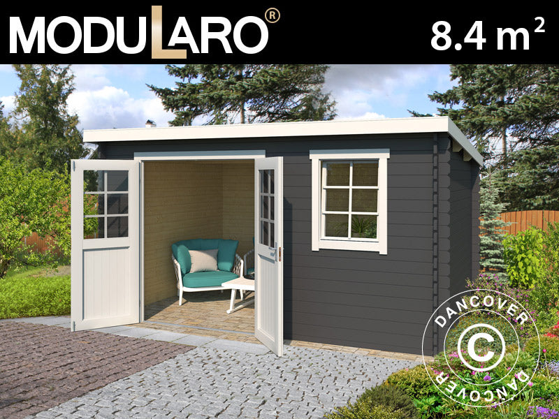 Holzschuppen Asker 3,8x2,3x2,11m, 28mm, 8,4m², Dunkelgrau