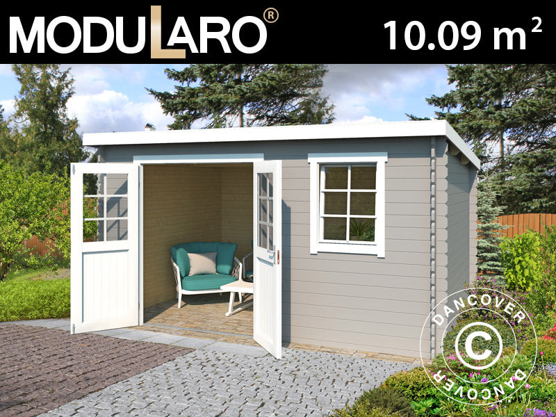 Holzschuppen Asker 3,8x2,75x2,11m, 28mm, 10,09m², Hellgrau