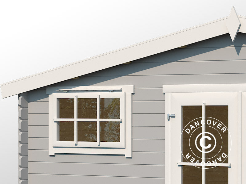 Casetta da giardino, casetta in legno Sandvika 4,8x2,92x2,45m, 28mm, 13,59m², Grigio chiaro
