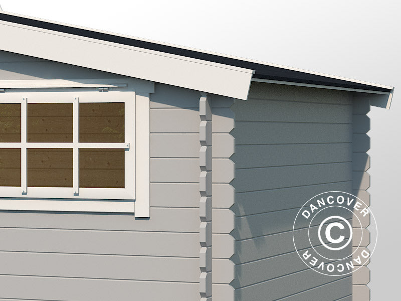 Casetta da giardino, casetta in legno Sandvika 4,8x2,92x2,45m, 28mm, 13,59m², Grigio chiaro