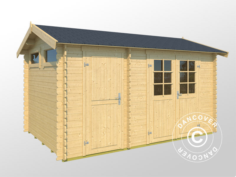 Abri en bois Narva 3,8x2,5x2,39m, 28mm, 9,3m², Naturel