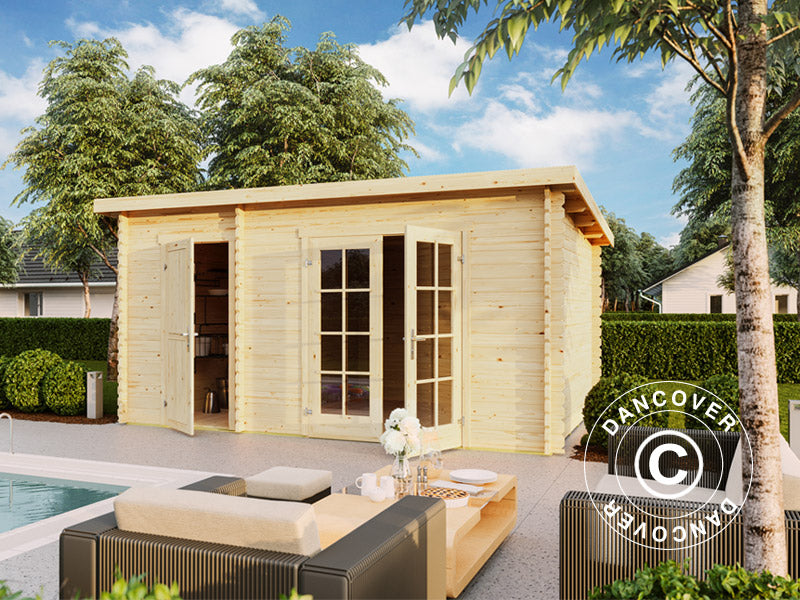 Holzschuppen, Gartenhaus Riga 4,25x2,8x2,22m, 34mm, 11,3m², Natur