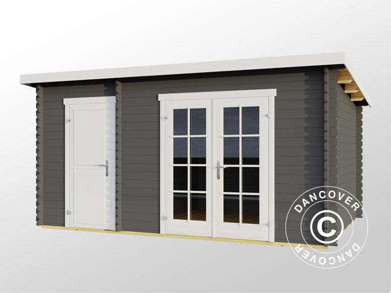Casetta da giardino, casetta in Legno Riga 4,25x2,8x2,22m, 34mm, 11,3m², Grigio scuro