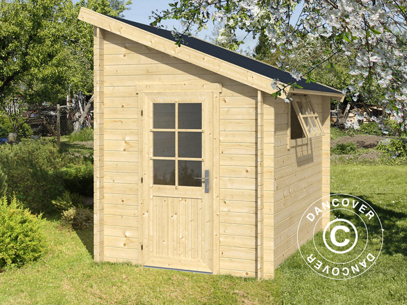 Abri adossé en bois Vanda 1,8x2,75x2,68m, 28mm, 4,7m², Naturel