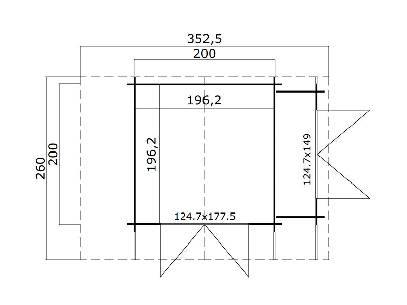 Casetta da giardino in legno Moss con tettoia laterale, 3,2x2x2,28m, 19mm, 4,87m², Naturale