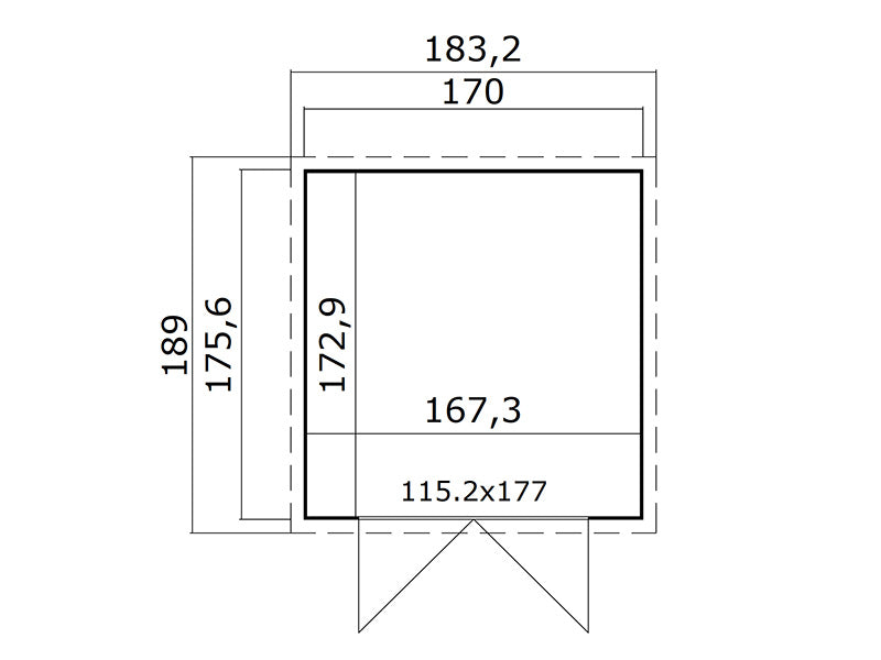 Holzschuppen Ivalo 1,7x1,76x1,99m, 13mm, 2,99m², Natur