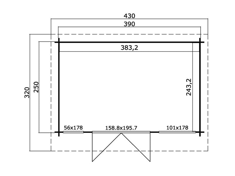 Gartenhaus Lugano 2,5x3,9x2,34m, 34mm, Hellgrau