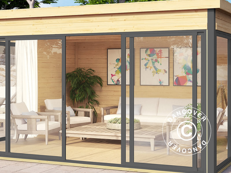 Casetta in legno Geneva, 4,18x4,18x2,39m, 44mm, Naturale