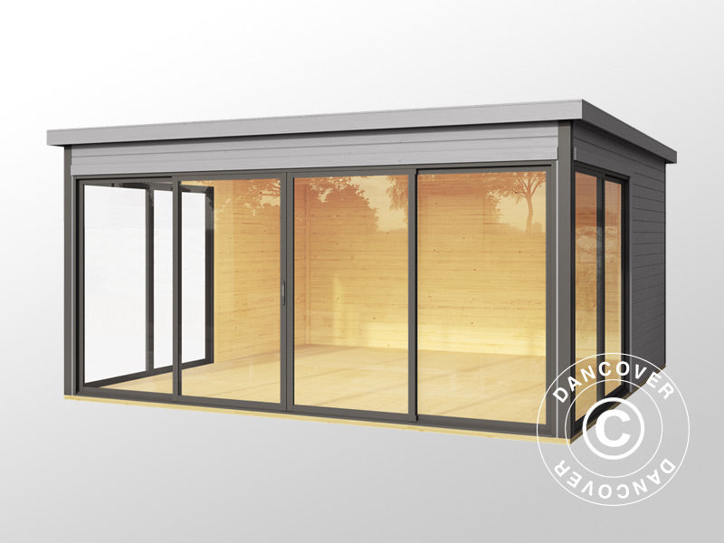 Gartenhaus Geneva, 4,18x4,18x2,39m, 44mm, Hellgrau