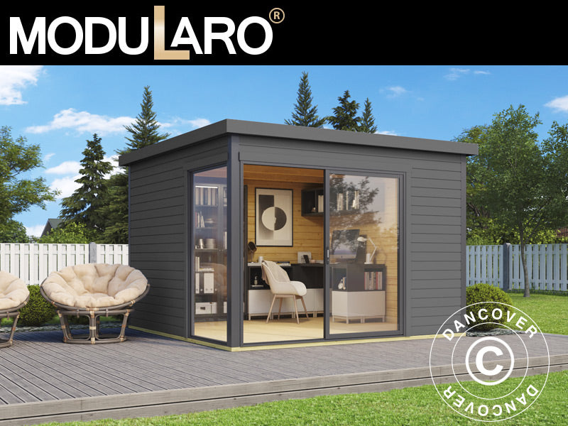 Cabane en bois Set Geneva, 3x3x2,39m, 44mm, Gris Foncé