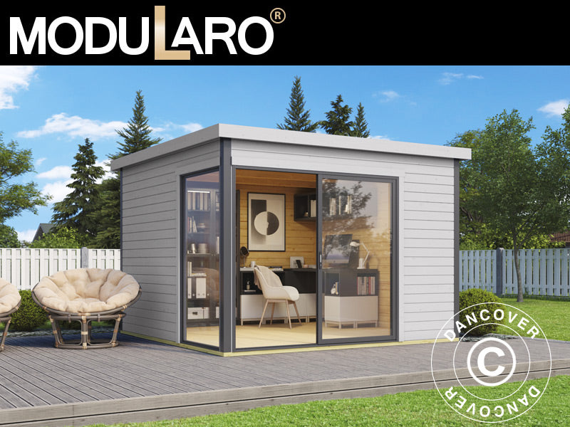 Cabane en bois Set Geneva, 3x3x2,39m, 44mm, Gris Clair