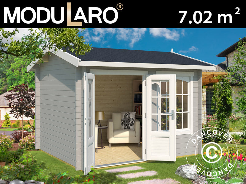 Gartenhaus aus Holz Stavanger 3x2,5x2,45m, 44mm, Hellgrau