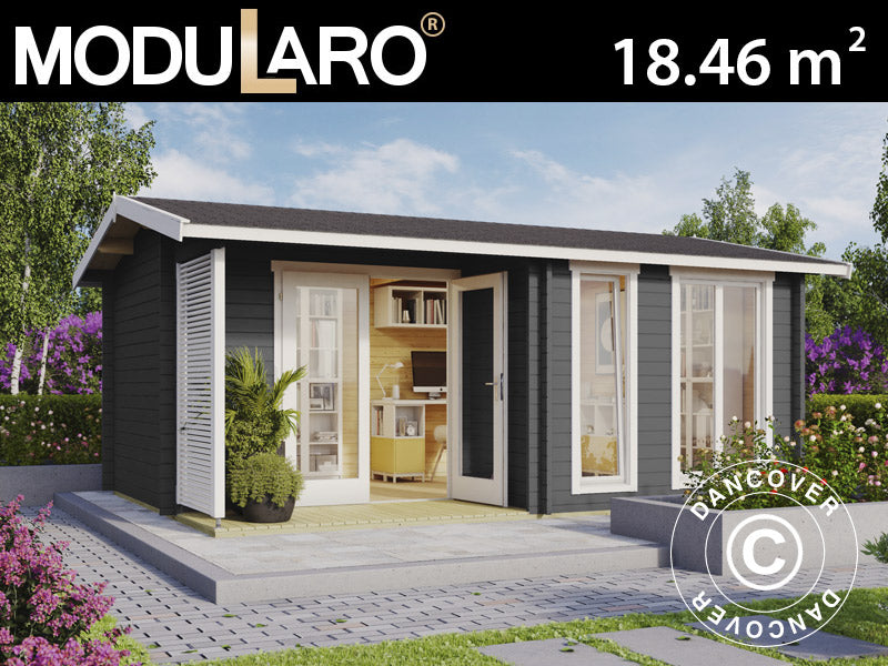 Cabane en bois Talsi 5,2x3,7x2,51m, 44mm, Gris foncé