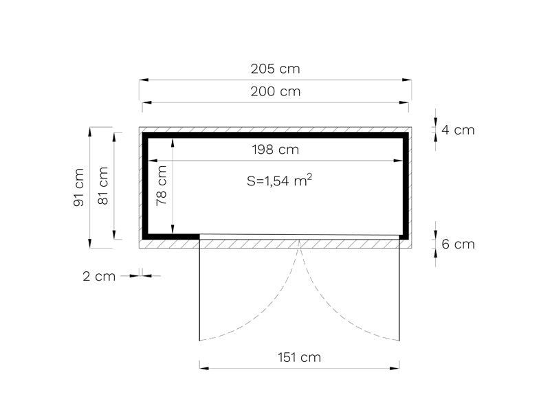 Casetta in legno Bertilo Multibox3, 2x0,82x1,63m, 1,6m², Naturale