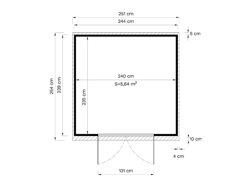 Holzschuppen, Bertilo Alster 4, 2,44x2,39x2,1m, 5,83m²