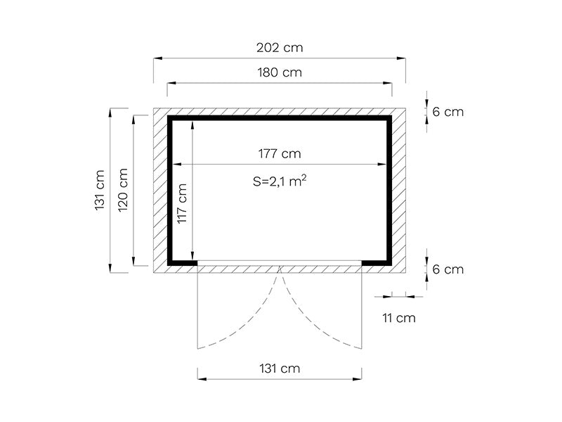 Holzschuppen, Bertilo Sylt 1, 1,8x1,2x2,25m, 2,16m²