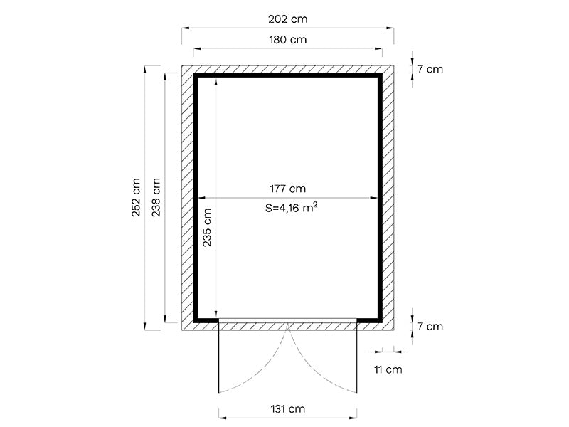 Casetta in legno, Bertilo Sylt 3, 1,8x2,38x2,25m, 4,28m²