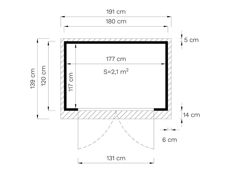 Holzschuppen, Bertilo Amrum 1, 1,8x1,2x2,11m, 2,16m²