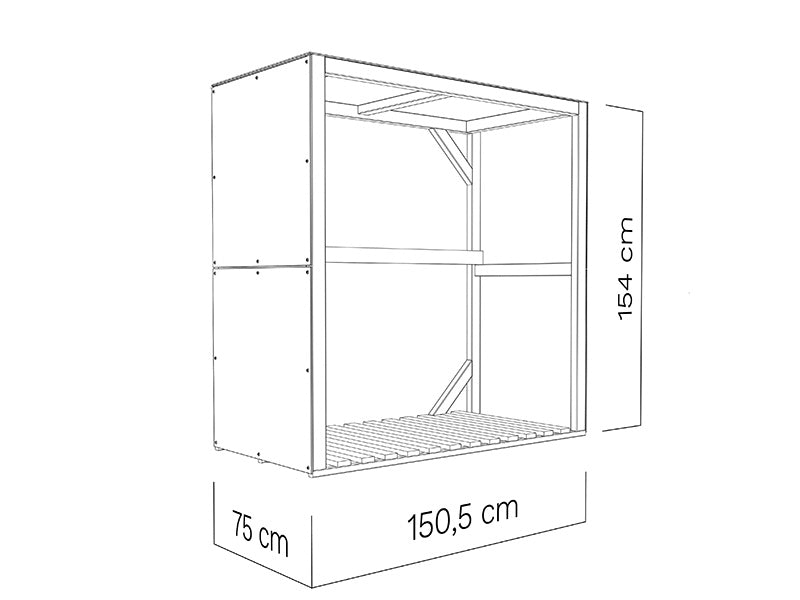 Abri de stockage pour bois, Bertilo HPL 2, 1,51x0,75x1,54m, 1,13m², Anthracite/Blanc  RESTE
SEULEMENT 4 PC