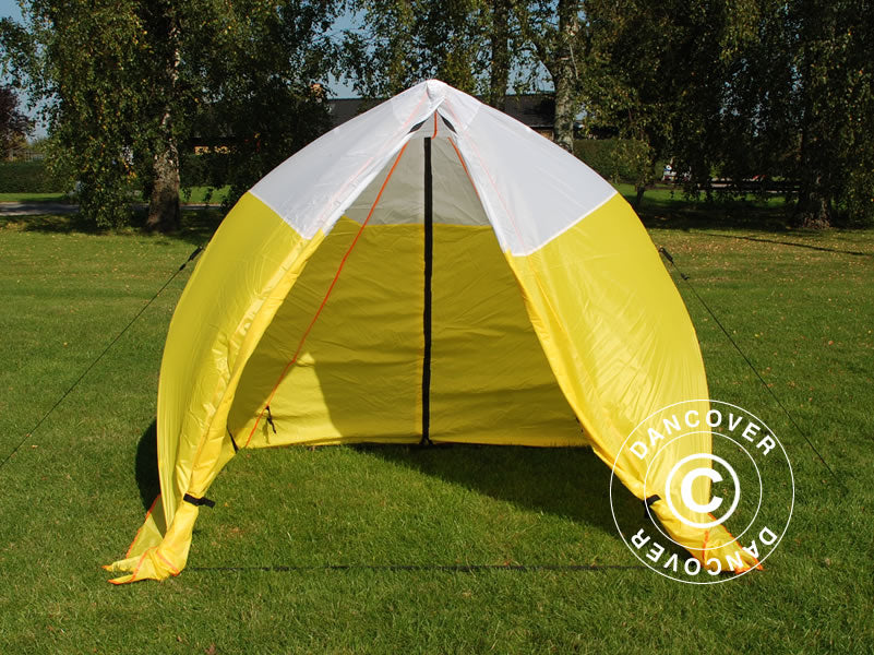 Tenda da lavoro, FleXshelter Basic Triangle, 1,8x1,9x2m, Ritardante di fiamma, Giallo/Bianco