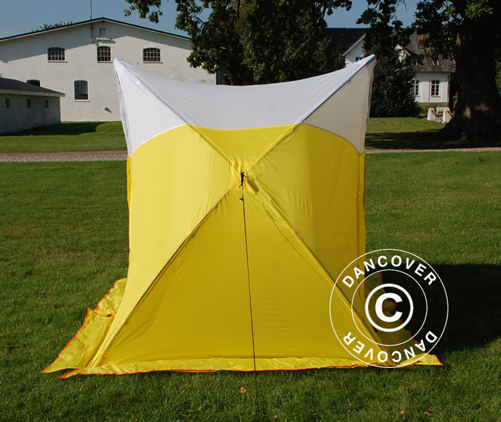Tenda da lavoro, FleXshelter Basic Triangle, 1,8x1,9x2m, Ritardante di fiamma, Giallo/Bianco