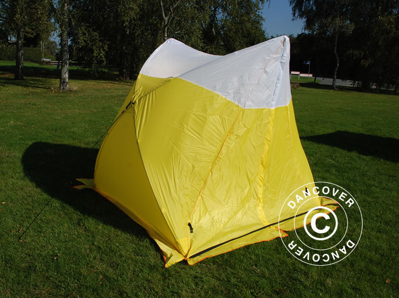 Tenda da lavoro, FleXshelter Basic Triangle, 1,8x1,9x2m, Ritardante di fiamma, Giallo/Bianco