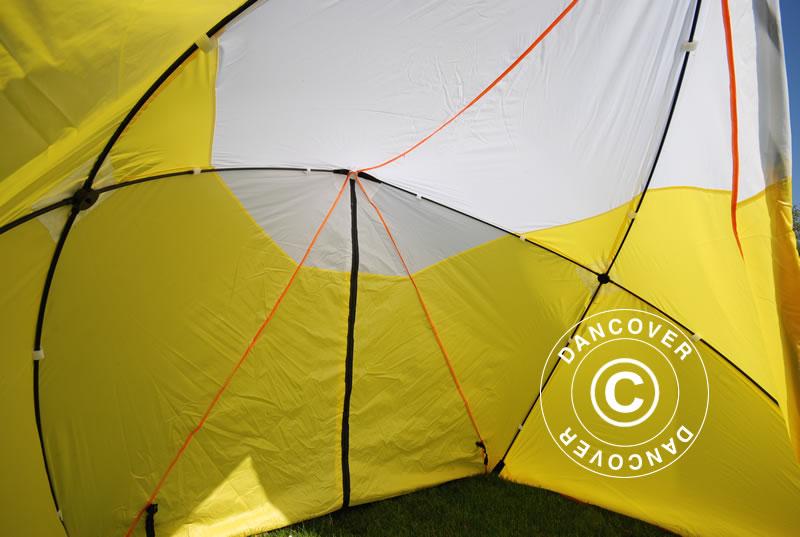 Tenda da lavoro, FleXshelter Basic Triangle, 1,8x1,9x2m, Ritardante di fiamma, Giallo/Bianco