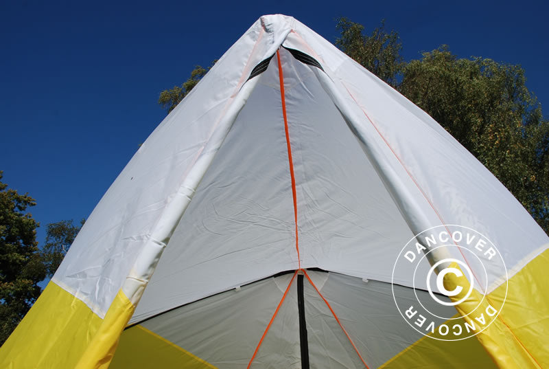 Tenda da lavoro, FleXshelter Basic Triangle, 1,8x1,9x2m, Ritardante di fiamma, Giallo/Bianco