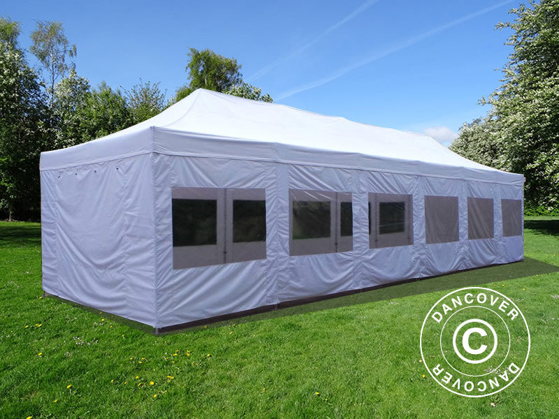 Faltzelt FleXtents PRO 4x12m Weiß, mit Seitenwänden