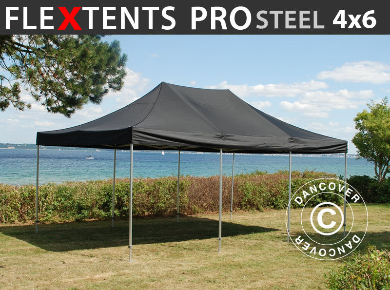 Gazebo pieghevole FleXtents PRO Steel 4x6m Nero