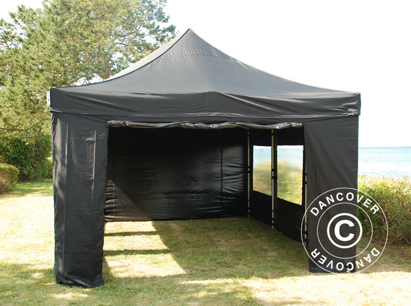Tente pliante FleXtents PRO Steel 4x6m Noir, avec 8 cotés