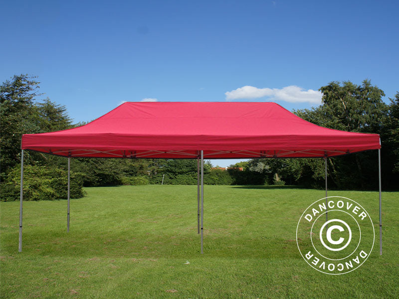 Tente pliante FleXtents PRO Steel 4x8m Rouge, avec 6 cotés