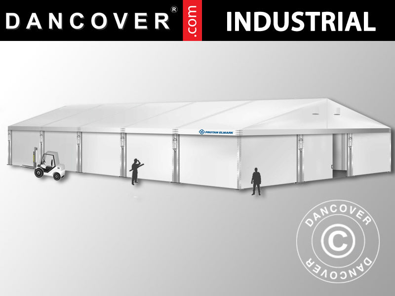 Industrielle Lagerhalle Alu 12x25x5,92m mit Schiebetor, PVC, weiß