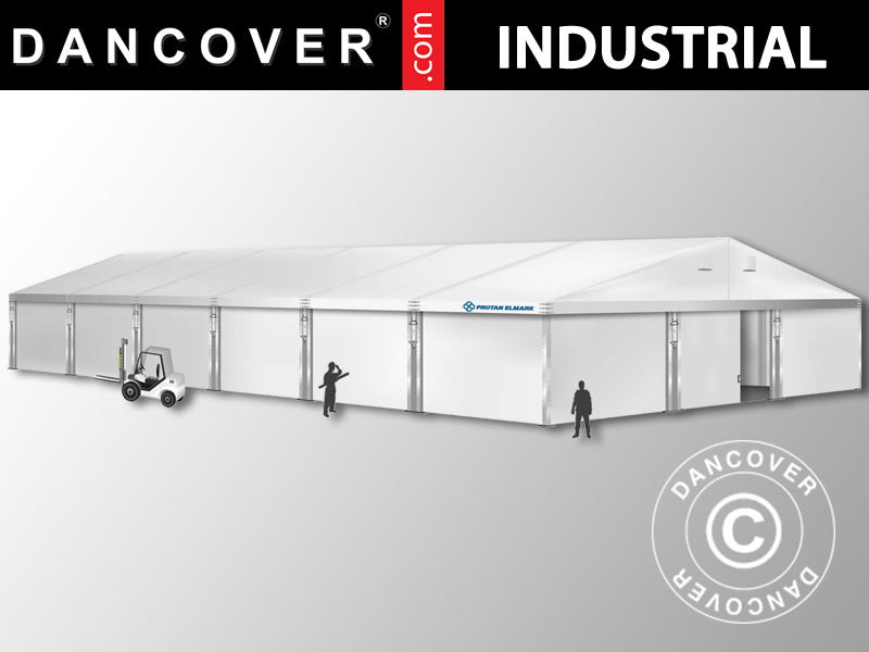 Industrielle Lagerhalle Alu 15x30x6,53m mit Schiebetor, PVC, weiß